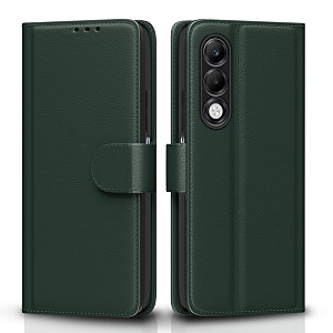 pikkme flip cover for oppo k13x 5g  leather finish  shockproof with card pockets amp wallet stand  ultimate protection casegreen