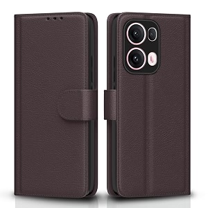 pikkme flip cover for oppo reno 13 pro 5g  leather finish  shockproof with card pockets amp wallet stand  ultimate protection case coffee
