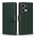 Pikkme Flip Cover for Oppo Reno 13 5G Leather Finish | Inside TPU with Card Pockets | Wallet Stand and Shock Proof | Complete Protection Flip Case (Green)