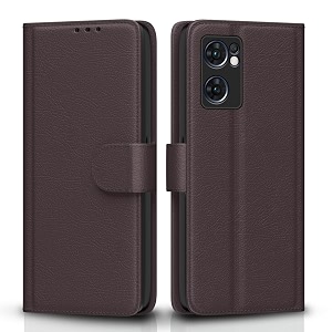 pikkme flip cover for oppo reno 7 5g leather finish  inside tpu with card pockets  wallet stand and shock proof  complete protection flip case coffee