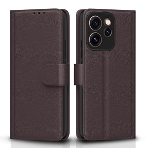 pikkme flip cover for oppo reno15 pro 5g leather finish  inside tpu with card pockets  wallet stand and shock proof  complete protection flip case coffee