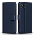 Pikkme Flip Cover for Poco C3| Leather Finish | Shockproof with Card Pockets &amp; Wallet Stand | Ultimate Protection Case(Blue)