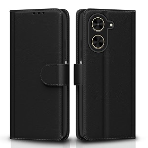 pikkme flip cover for poco c71  redmi a5  leather finish  shockproof with card pockets amp wallet stand  ultimate protection caseblack