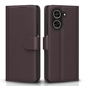 pikkme flip cover for poco c71  redmi a5  leather finish  shockproof with card pockets amp wallet stand  ultimate protection casecoffee