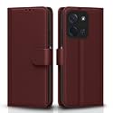 Pikkme Flip Cover for Poco C85 5G Leather Finish | Inside TPU with Card Pockets | Wallet Stand and Shock Proof | Complete Protection Flip Case (Brown)