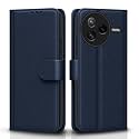 Pikkme Flip Cover for Poco F7 Pro 5G Leather Finish | Inside TPU with Card Pockets | Wallet Stand and Shock Proof | Complete Protection Flip Case(Blue)