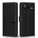Pikkme Flip Cover for Poco F7 Pro 5G Leather Finish | Inside TPU with Card Pockets | Wallet Stand and Shock Proof | Complete Protection Flip Case(Black)