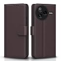 Pikkme Flip Cover for Poco F7 Ultra 5G Leather Finish | Inside TPU with Card Pockets | Wallet Stand and Shock Proof | Complete Protection Flip Case(Coffee)
