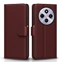Pikkme Flip Cover for Poco M7 5G Leather Finish | Inside TPU with Card Pockets | Wallet Stand and Shock Proof | Complete Protection Flip Case (Brown)