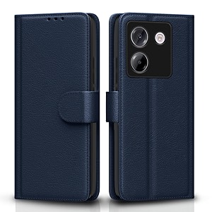 pikkme flip cover for poco m7 pro 5g  leather finish  shockproof with card pockets amp wallet stand  ultimate protection case blue