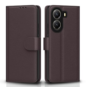 pikkme flip cover for poco x7 pro 5g  leather finish  shockproof with card pockets amp wallet stand  ultimate protection case coffee
