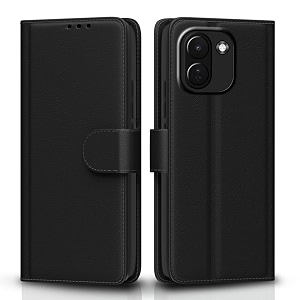 pikkme flip cover for poco x8 power 5g  redmi note 17 pro max 5g leather finish  inside tpu with card pockets  wallet stand and shock proof  complete protection flip case black