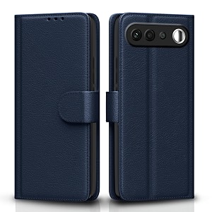 pikkme flip cover for realme 16 5g leather finish  inside tpu with card pockets  wallet stand and shock proof  complete protection flip case blue