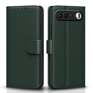 pikkme flip cover for realme 16 5g leather finish  inside tpu with card pockets  wallet stand and shock proof  complete protection flip case green