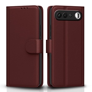 pikkme flip cover for realme 16 5g leather finish  inside tpu with card pockets  wallet stand and shock proof  complete protection flip case brown