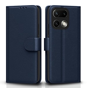 pikkme flip cover for realme 16 pro 5g leather finish  inside tpu with card pockets  wallet stand and shock proof  complete protection flip case blue