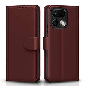 pikkme flip cover for realme 16 pro 5g leather finish  inside tpu with card pockets  wallet stand and shock proof  complete protection flip case brown