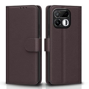 pikkme flip cover for realme 16t 5g leather finish  inside tpu with card pockets  wallet stand and shock proof  complete protection flip case coffee