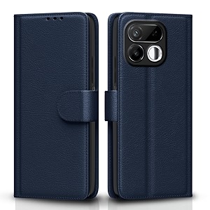 pikkme flip cover for realme 16t 5g leather finish  inside tpu with card pockets  wallet stand and shock proof  complete protection flip case blue