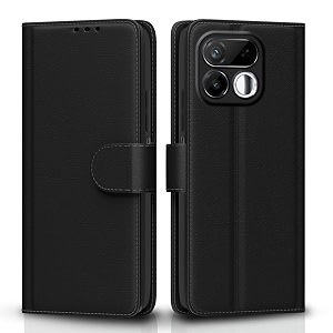 pikkme flip cover for realme 16t 5g leather finish  inside tpu with card pockets  wallet stand and shock proof  complete protection flip case black