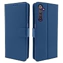 Pikkme Flip Cover for Realme 6 Pro | Leather Finish | Shockproof with Card Pockets &amp; Wallet Stand | Ultimate Protection Case(Blue)