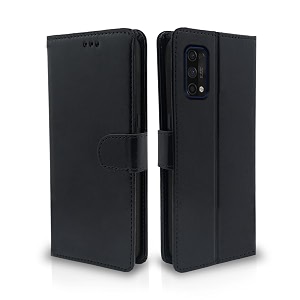 pikkme flip cover for realme 7 pro  leather finish  shockproof with card pockets amp wallet stand  ultimate protection caseblack