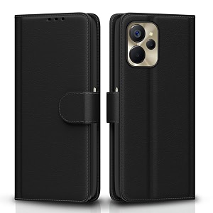 pikkme flip cover for realme 9i leather finish  shockproof with card pockets amp wallet stand  ultimate protection caseblack