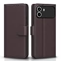 Pikkme Flip Cover for Realme C100i Leather Finish | Inside TPU with Card Pockets | Wallet Stand and Shock Proof | Complete Protection Flip Case (Coffee)
