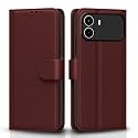 Pikkme Flip Cover for Realme C100i Leather Finish | Inside TPU with Card Pockets | Wallet Stand and Shock Proof | Complete Protection Flip Case (Brown)