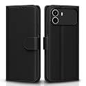 Pikkme Flip Cover for Realme C100i Leather Finish | Inside TPU with Card Pockets | Wallet Stand and Shock Proof | Complete Protection Flip Case (Black)