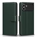 Pikkme Flip Cover for Realme C100i Leather Finish | Inside TPU with Card Pockets | Wallet Stand and Shock Proof | Complete Protection Flip Case (Green)