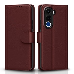 pikkme flip cover for realme c100x leather finish  inside tpu with card pockets  wallet stand and shock proof  complete protection flip case brown