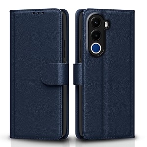 pikkme flip cover for realme c100x leather finish  inside tpu with card pockets  wallet stand and shock proof  complete protection flip case blue