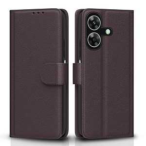 pikkme flip cover for realme c61  realme narzo n61  leather finish  shockproof with card pockets amp wallet stand  ultimate protection case coffee