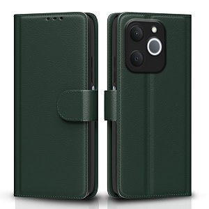 pikkme flip cover for realme narzo 80 lite 4g  realme c71 5g leather finish  inside tpu with card pockets  wallet stand and shock proof  complete protection flip case green