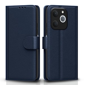 pikkme flip cover for realme narzo 80 lite 4g  realme c71 5g leather finish  inside tpu with card pockets  wallet stand and shock proof  complete protection flip case blue