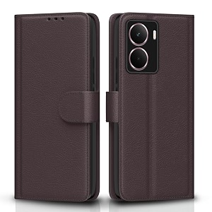 pikkme flip cover for realme p3 5g leather finish  inside tpu with card pockets  wallet stand and shock proof  complete protection flip casecoffee