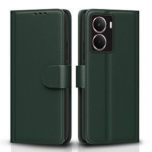 pikkme flip cover for realme p3 5g  leather finish  shockproof with card pockets amp wallet stand  ultimate protection casegreen