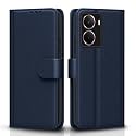 Pikkme Flip Cover for Realme P3 5G Leather Finish | Inside TPU with Card Pockets | Wallet Stand and Shock Proof | Complete Protection Flip Case(Blue)