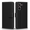 Pikkme Flip Cover for Realme P3 5G Leather Finish | Inside TPU with Card Pockets | Wallet Stand and Shock Proof | Complete Protection Flip Case(Black)