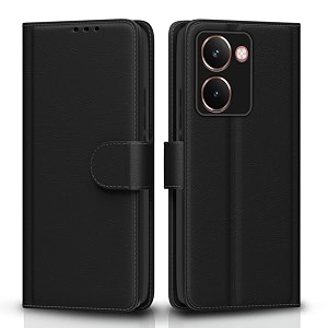 pikkme flip cover for realme p3 ultra 5g leather finish  inside tpu with card pockets  wallet stand and shock proof  complete protection flip caseblack