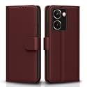 Pikkme Flip Cover for Realme P3 Ultra 5G Leather Finish | Inside TPU with Card Pockets | Wallet Stand and Shock Proof | Complete Protection Flip Case(Brown)