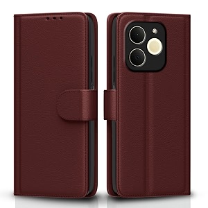 pikkme flip cover for realme p4 lite 4g leather finish  inside tpu with card pockets  wallet stand and shock proof  complete protection flip case brown