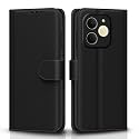 Pikkme Flip Cover for Realme P4 Lite 4G Leather Finish | Inside TPU with Card Pockets | Wallet Stand and Shock Proof | Complete Protection Flip Case (Black)