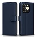 Pikkme Flip Cover for Realme P4 Lite 4G Leather Finish | Inside TPU with Card Pockets | Wallet Stand and Shock Proof | Complete Protection Flip Case (Blue)