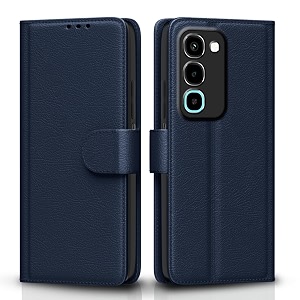 pikkme flip cover for realme p4r 5g  realme 16x 5g leather finish  inside tpu with card pockets  wallet stand and shock proof  complete protection flip case blue