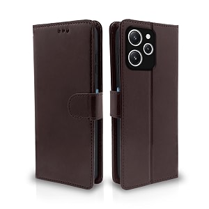 pikkme flip cover for redmi 12 4g  leather finish  shockproof with card pockets amp wallet stand  ultimate protection casecoffee