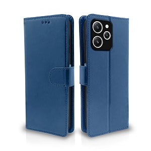 pikkme flip cover for redmi 12 4g  leather finish  shockproof with card pockets amp wallet stand  ultimate protection caseblue