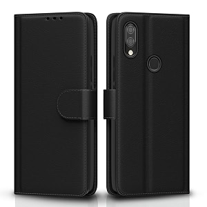 pikkme flip cover for redmi 7  y3  leather finish  shockproof with card pockets amp wallet stand  ultimate protection caseblack