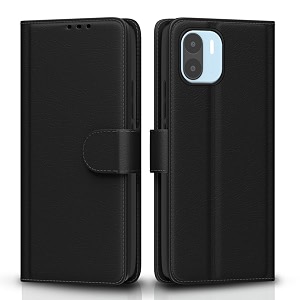 pikkme flip cover for redmi a1  redmi a2 for redmi a1  redmi a2  leather finish  shockproof with card pockets amp wallet stand  ultimate protection case black